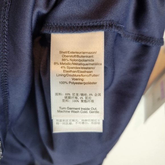 NWT DKNY Metallic Knit Surplice Mini Dress Navy/Silver Size 6 - Picture 14 of 15